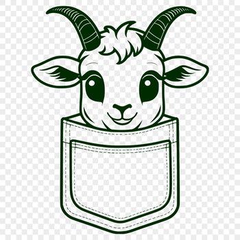 An SVG illustration of a playful goat with a curious expression.