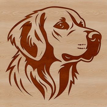 An SVG design featuring a profile view of a Golden Retriever dog with smooth lines and realistic features.