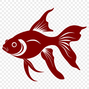 A simple illustration of a domesticated goldfish in a tank.