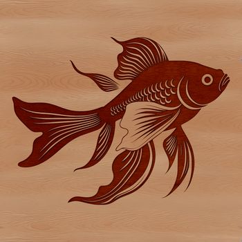 A colorful illustration of a goldfish swimming in water, suitable for vector art designs.