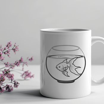 An outline vector graphic representation of a goldfish, suitable for digital design and crafting projects.