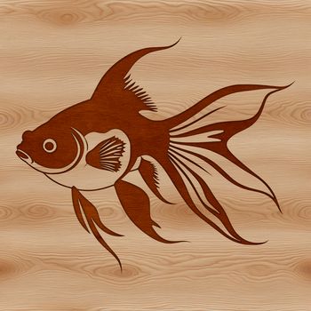 An illustration of a goldfish swimming in water.