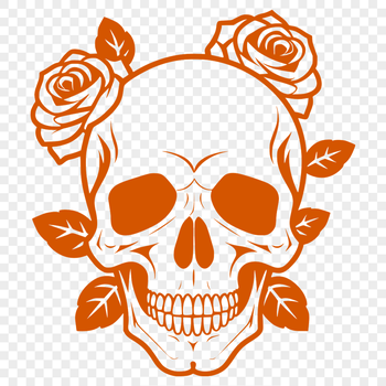 Gothic style skull design featuring intricate details and a rose motif, suitable for vector art projects.