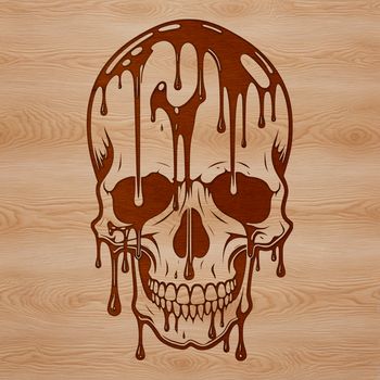 A vector design featuring a skull with drips or drops surrounding it, suitable for Halloween-themed projects.
