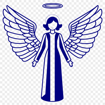 An SVG graphic representation of a heavenly messenger with wings and halo.