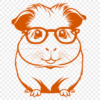 A vector illustration of a guinea pig wearing glasses, suitable for use as a clip art element in various projects.