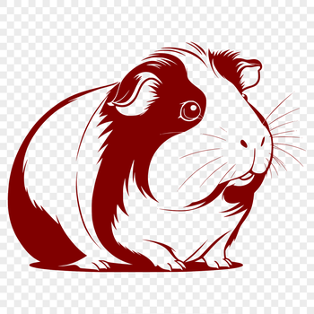 A small, furry guinea pig with large eyes and ears, depicted in simple vector lines.