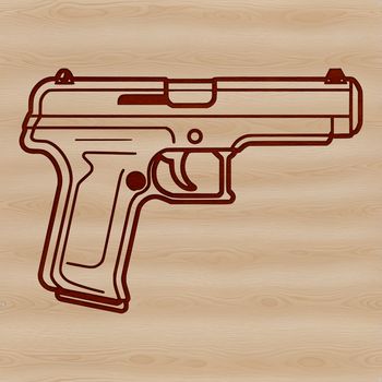A detailed illustration of a handgun, suitable for use in vector graphics design.