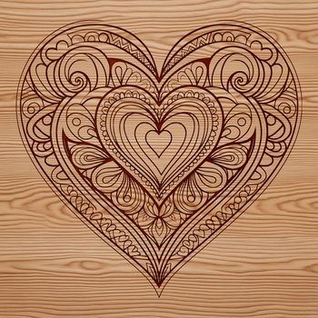 A colorful geometric mandala heart design made up of interlocking shapes.