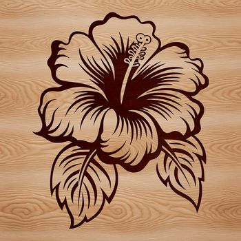 A colorful hibiscus flower with large petals and a prominent center, suitable for vector design.