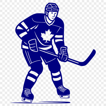 A detailed illustration of a hockey player in action on the ice.