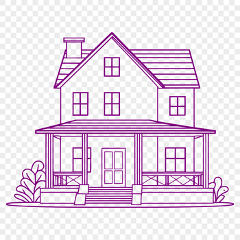 An outline representation of a residential home, created as a scalable digital graphic file.