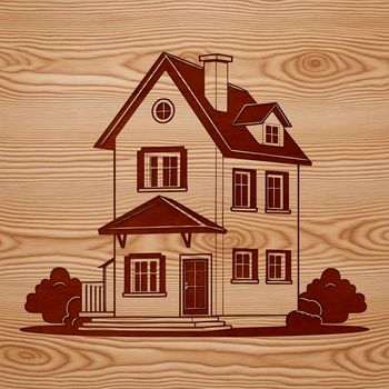 A 2D illustration of a residential house with simple lines and shapes.