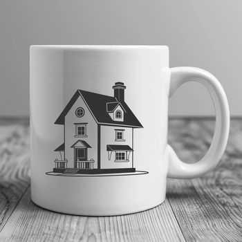 A simple, 2D illustration of a residential building, suitable for digital design and cutting projects.