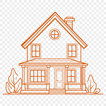 Vector illustration of a traditional house with a gabled roof and symmetrical facade.