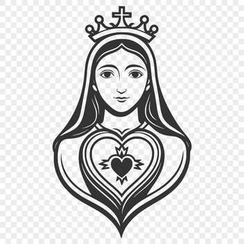 Vector illustration of the Immaculate Heart in a religious context.
