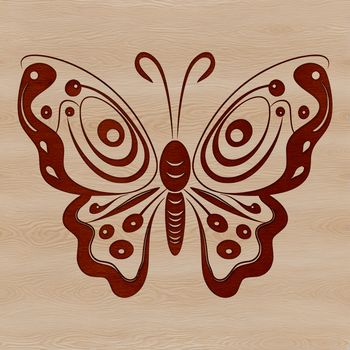 An ornate illustration of a colorful butterfly insect with intricate details, suitable for vector art design.