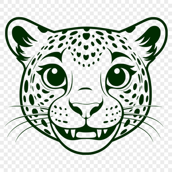 Illustrated vector graphic of a jaguar's head, suitable for digital design projects.