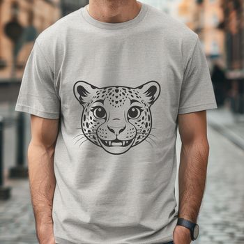 A large feline animal's head with distinctive markings.