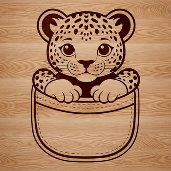 A majestic big cat peeking out from behind a tree, created as a vector design suitable for various applications.