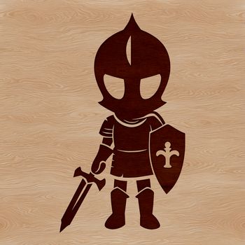 A medieval-inspired knight illustration with armor and sword, created as a vector graphic.