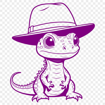A digital illustration of a lizard wearing a hat, suitable for vector art design.