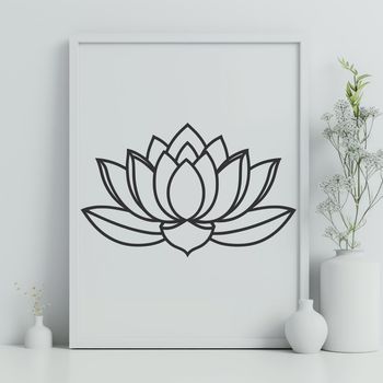 A detailed illustration of a lotus flower, a symbol often used in religious contexts.
