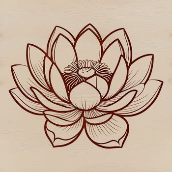 A stylized illustration of a lotus flower, often associated with Eastern religions and spiritual growth.