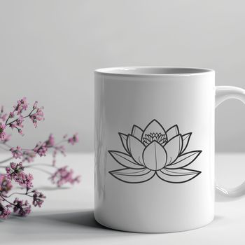 Illustrated lotus flower with symmetrical petals, a popular motif in Eastern religious art.