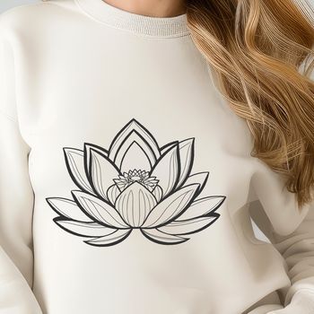 A stylized illustration of the lotus flower with multiple petals.