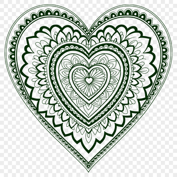A colorful mandala heart design with intricate patterns, ideal for vector art projects.