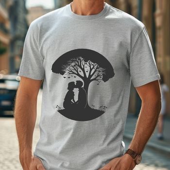 An illustration of a tree with intertwined branches symbolizing love, perfect for weddings or Valentine's Day celebrations.