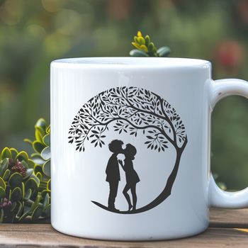 Illustrative tree with intertwined branches forming a heart shape, perfect for Valentine's Day or wedding decorations.
