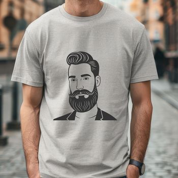 A detailed illustration of a mature male with a well-groomed beard and facial hair.