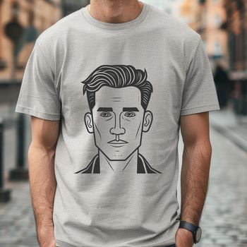 A simple outline illustration of a male figure.
