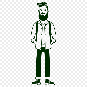 A male figure with facial hair in a vector format.