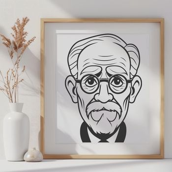 A detailed illustration of an elderly man in a neutral pose.