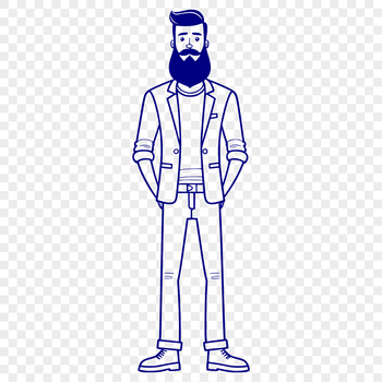 A male figure with facial hair in a vector design.