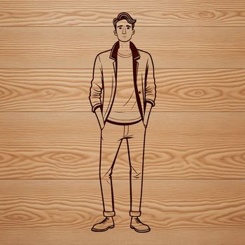 A detailed illustration of a man in a neutral pose.