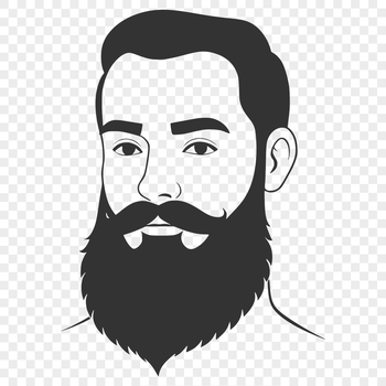 An illustration of a male figure with facial hair.