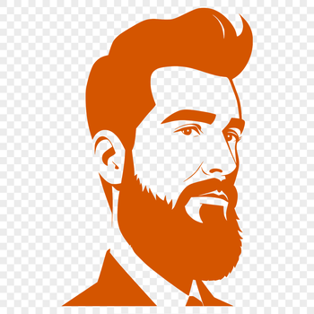 A male figure with facial hair, depicted in vector format for scalable printing and design.