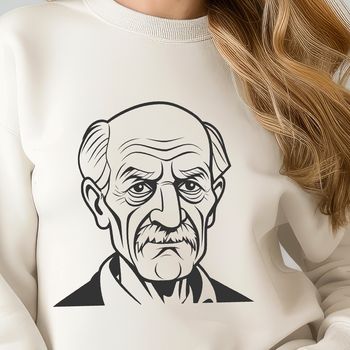 A digital illustration of an elderly male figure.