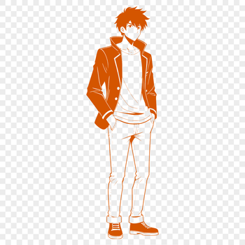 A simple line drawing of a man used as a clip art element.