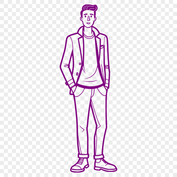 A simple geometric representation of a person made up of lines and shapes in SVG design.