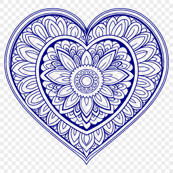 A detailed vector illustration of a love heart surrounded by intricate patterns, ideal for graphic designs and crafts.