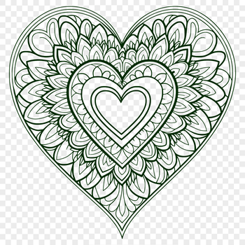 A colorful, intricate heart-shaped mandala design created as a scalable vector graphic.