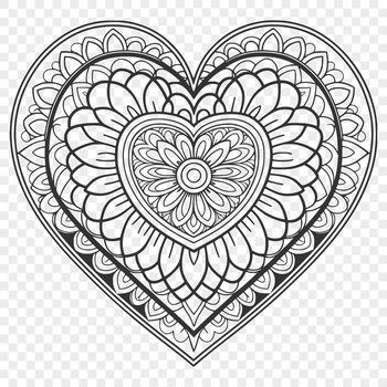 A intricate mandala design featuring a heart shape in the center.