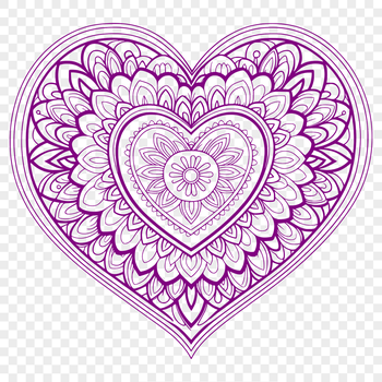 A detailed vector design of a mandala heart symbol, suitable for various uses including digital art and crafting.