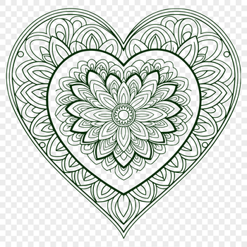 A intricate heart mandala design created with precision vector lines, suitable for cutting machines and stencils.