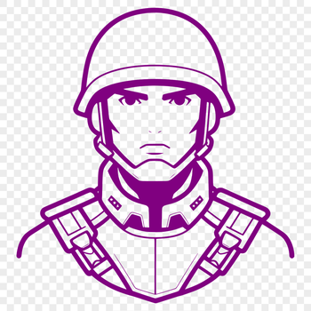 A male soldier in uniform, represented as a vector graphic illustration.